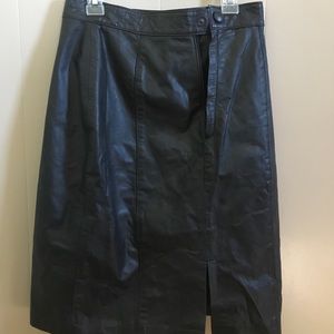 Vintage Black Genuine Leather Skirt
